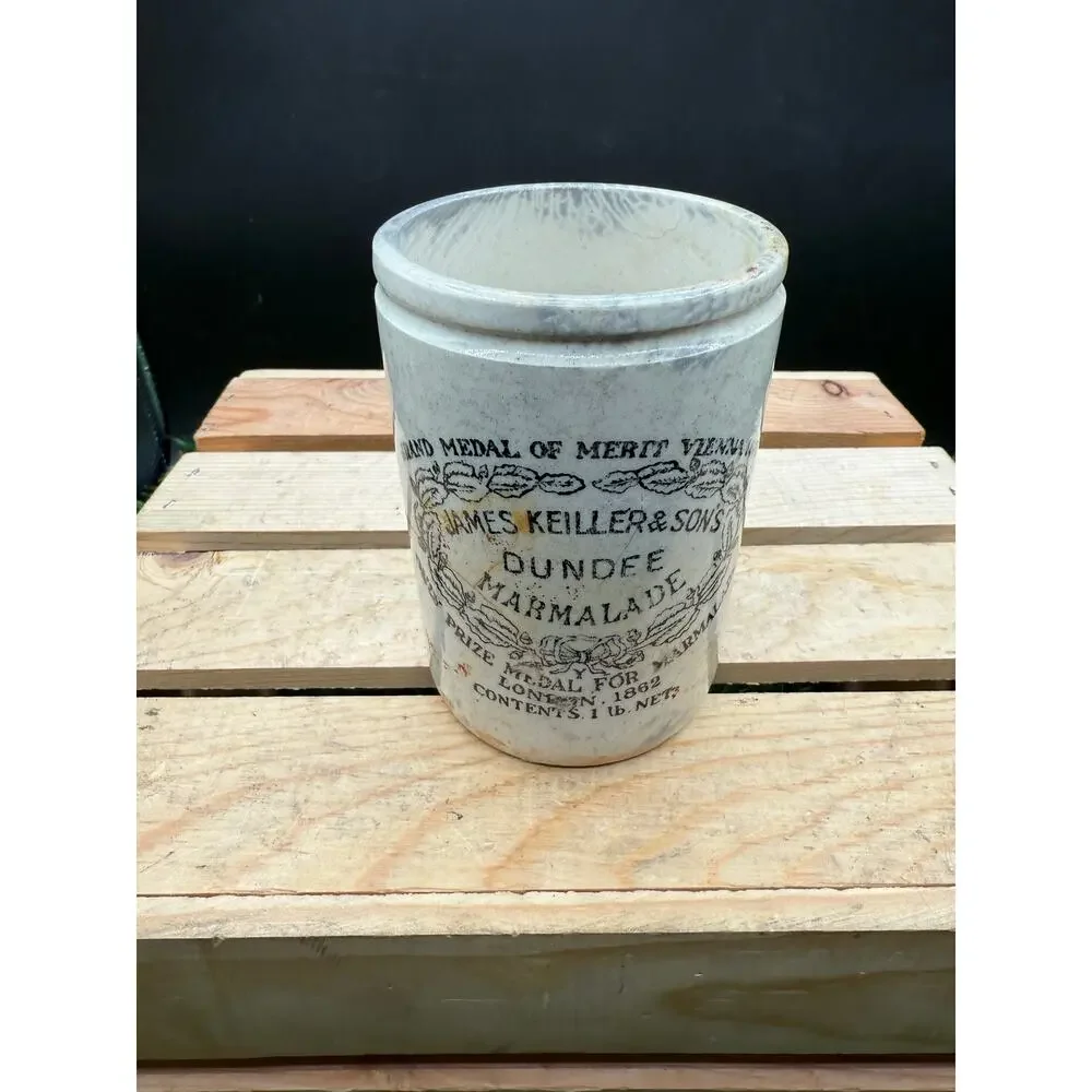 Antique James Keiller &Sons Dundee Marmalade Stoneware Jar-Prize 1862 - Picture 2 of 10